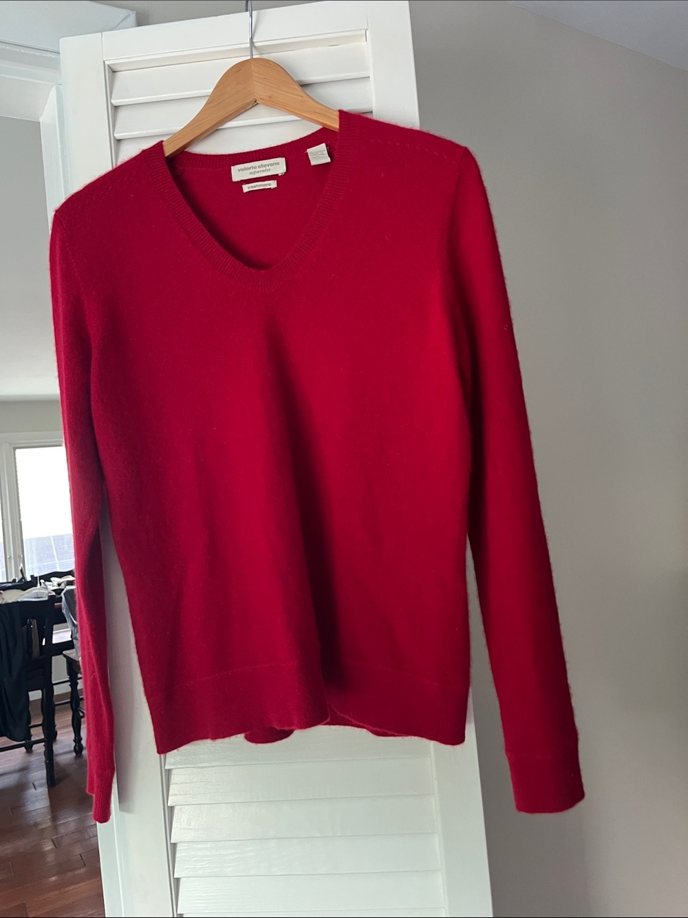 Valerie Stevens Red V-Neck Cashmere Sweater